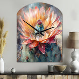 Orange Green Cactus Flower III - Asymmetric Metal Wall Clock