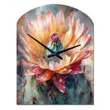 Orange Green Cactus Flower III - Asymmetric Metal Wall Clock