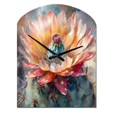 Orange Green Cactus Flower III - Asymmetric Metal Wall Clock