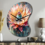 Orange Green Cactus Flower III - Asymmetric Metal Wall Clock