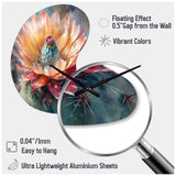 Orange Green Cactus Flower III - Asymmetric Metal Wall Clock