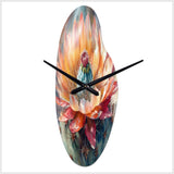Orange Green Cactus Flower III - Asymmetric Metal Wall Clock