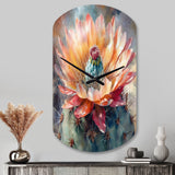 Orange Green Cactus Flower III - Asymmetric Metal Wall Clock