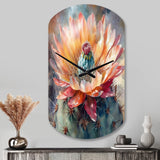 Orange Green Cactus Flower III - Asymmetric Metal Wall Clock