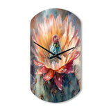 Orange Green Cactus Flower III - Asymmetric Metal Wall Clock