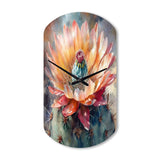 Orange Green Cactus Flower III - Asymmetric Metal Wall Clock