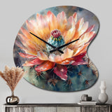 Orange Green Cactus Flower III - Asymmetric Metal Wall Clock