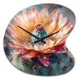 Orange Green Cactus Flower III - Asymmetric Metal Wall Clock