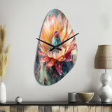 Orange Green Cactus Flower III - Asymmetric Metal Wall Clock