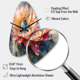 Orange Green Cactus Flower III - Asymmetric Metal Wall Clock
