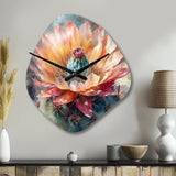 Orange Green Cactus Flower III - Asymmetric Metal Wall Clock
