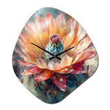 Orange Green Cactus Flower III - Asymmetric Metal Wall Clock