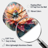 Orange Green Cactus Flower III - Asymmetric Metal Wall Clock