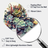 Green Red Cactus Scenery III - Asymmetric Metal Wall Clock