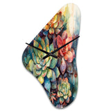 Green Red Cactus Scenery IV - Asymmetric Metal Wall Clock