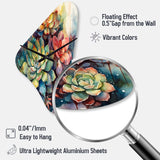 Green Red Cactus Scenery IV - Asymmetric Metal Wall Clock