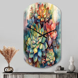 Green Red Cactus Scenery IV - Asymmetric Metal Wall Clock