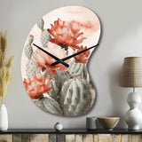 Red Desert Cactus - Asymmetric Metal Wall Clock