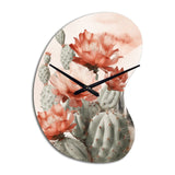 Red Desert Cactus - Asymmetric Metal Wall Clock