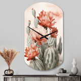 Red Desert Cactus - Asymmetric Metal Wall Clock