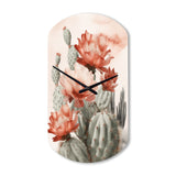 Red Desert Cactus - Asymmetric Metal Wall Clock
