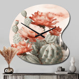 Red Desert Cactus - Asymmetric Metal Wall Clock