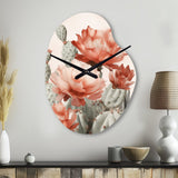 Red Desert Cactus - Asymmetric Metal Wall Clock