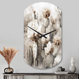 Cream Desert Cactus - Asymmetric Metal Wall Clock