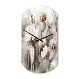 Cream Desert Cactus - Asymmetric Metal Wall Clock