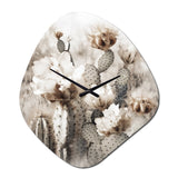 Cream Desert Cactus - Asymmetric Metal Wall Clock