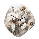 Cream Desert Cactus - Asymmetric Metal Wall Clock