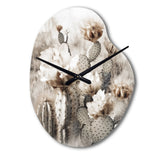 Cream Desert Cactus - Asymmetric Metal Wall Clock