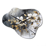 White Gold Daisy Tranquility - Asymmetric Metal Wall Clock