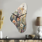Orange Green Daisy Tranquility - Asymmetric Metal Wall Clock