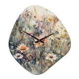 Orange Green Daisy Tranquility - Asymmetric Metal Wall Clock