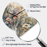 Orange Green Daisy Tranquility - Asymmetric Metal Wall Clock