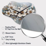 White And Gold Daisy Symphony III - Asymmetric Metal Wall Clock