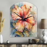 Orange Grey Hibiscus Euphoria II - Asymmetric Metal Wall Clock
