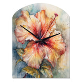 Orange Grey Hibiscus Euphoria II - Asymmetric Metal Wall Clock
