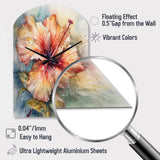Orange Grey Hibiscus Euphoria II - Asymmetric Metal Wall Clock