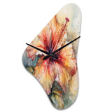Orange Grey Hibiscus Euphoria II - Asymmetric Metal Wall Clock