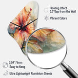 Orange Grey Hibiscus Euphoria II - Asymmetric Metal Wall Clock