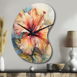 Orange Grey Hibiscus Euphoria II - Asymmetric Metal Wall Clock