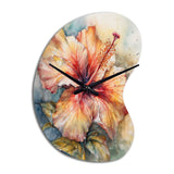 Orange Grey Hibiscus Euphoria II - Asymmetric Metal Wall Clock