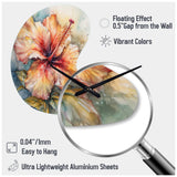 Orange Grey Hibiscus Euphoria II - Asymmetric Metal Wall Clock