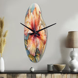 Orange Grey Hibiscus Euphoria II - Asymmetric Metal Wall Clock