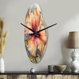 Orange Grey Hibiscus Euphoria II - Asymmetric Metal Wall Clock