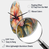 Orange Grey Hibiscus Euphoria II - Asymmetric Metal Wall Clock