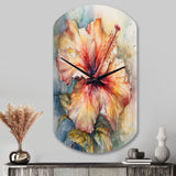 Orange Grey Hibiscus Euphoria II - Asymmetric Metal Wall Clock