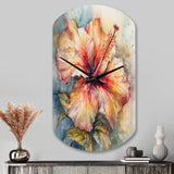 Orange Grey Hibiscus Euphoria II - Asymmetric Metal Wall Clock
